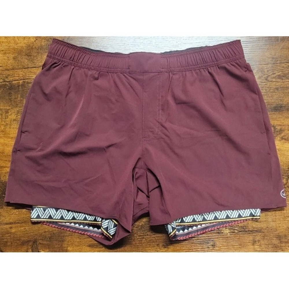 Wowie Shorts 5" Men's Casual Size Large Maroon Elastic Chino Pockets Drawstring